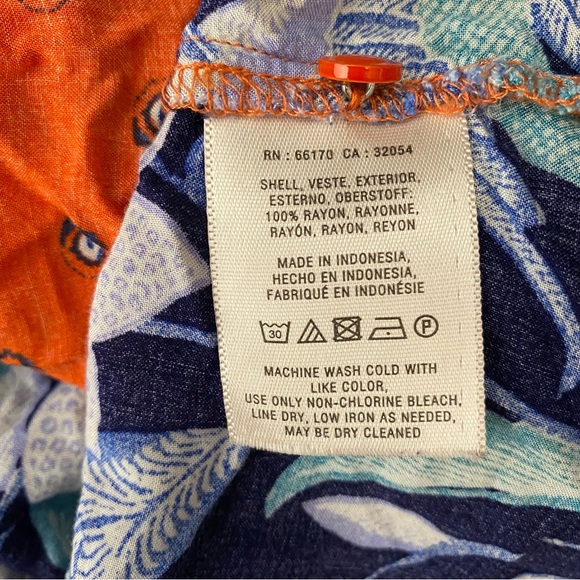 Anthropologie Maeve Orange Blue Dot Combo Boho Print Cut-Out Sleeveless Blouse - Picture 9 of 9